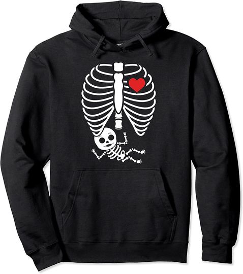 Discover Skeleton X-Ray Rib Cage Pregnancy Announcement Halloween Pullover Hoodie