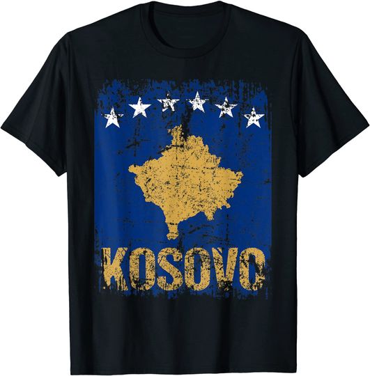 Kosovo Flag Vintage Distressed T Shirt