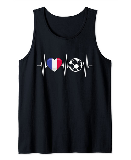France Soccer Shirt Funny Soccer Fan Heartbeat French Tank Top