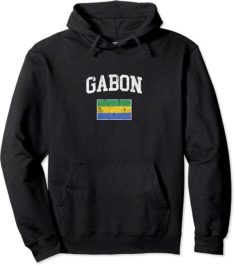 Retro Gabon Flag Vintage Gabonese Flag Pullover Hoodie