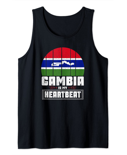 Gambia Is My Heartbeat Love Gambia Flag Map Gambian Pride Tank Top