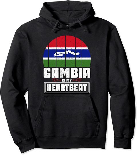Gambia Is My Heartbeat Love Gambia Flag Map Gambian Pride Pullover Hoodie