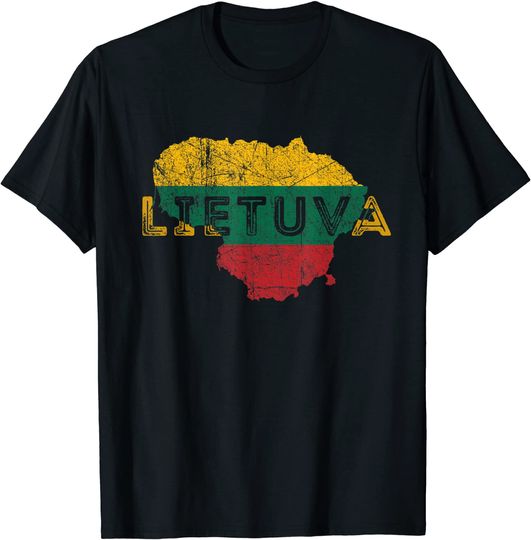 Lithuanian Map and Flag Souvenir  T Shirt