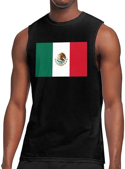 Flag of Mexico Men's Cotton Performance Sleeveless Muscle T-Shirt Tank Top for Gym