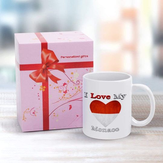 I Love My Flag of Monaco Heart Mug Coffee Cup