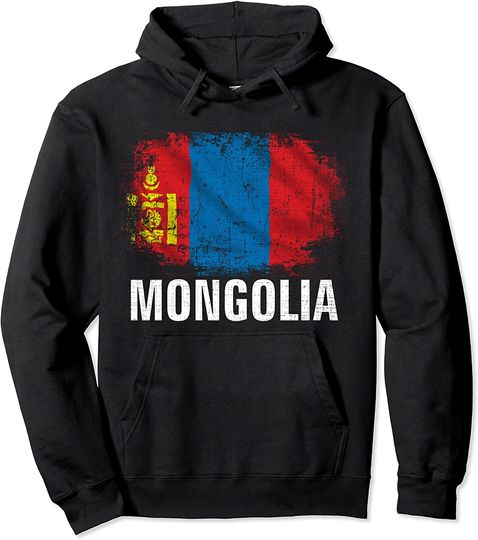 Vintage Mongolia Flag For Gift Pullover Hoodie