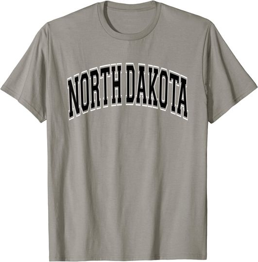North Dakota Varsity Style Black Text T Shirt