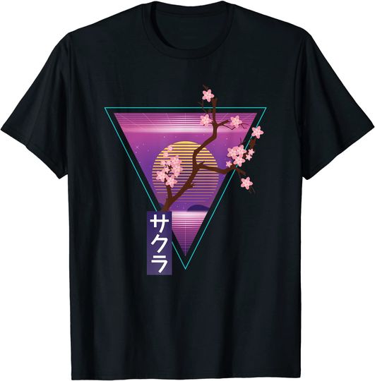 Sakura Vaporwave Cherry Blossom Retro 90s Aesthetic Japanese T-Shirt