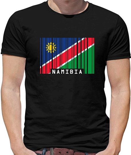Discover Namibia Barcode Style Flag - Mens Premium Cotton T-Shirt