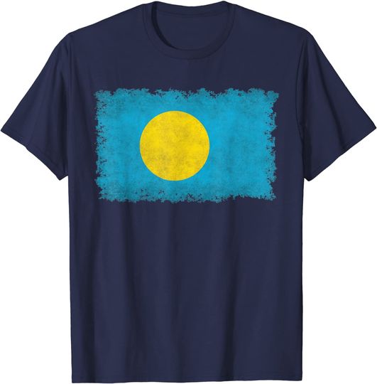 Palau Flag T-Shirt with grungy textures & edges T Shirt