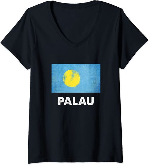 Palauan Palau Flag V Neck T Shirt