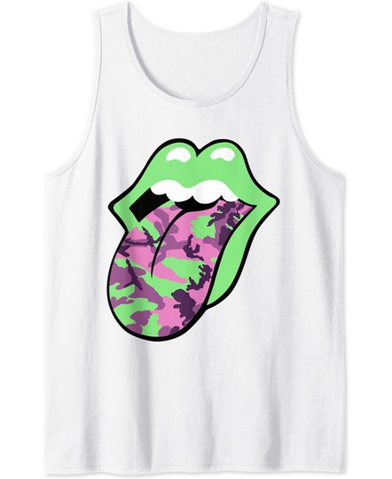  Rolling Stones Pink Camo Tongue Tank Top