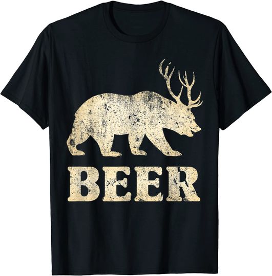Vintage Bear Deer Funny Beer T-Shirt