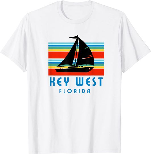Key West Florida Retro Sailboat Sailing T-Shirt