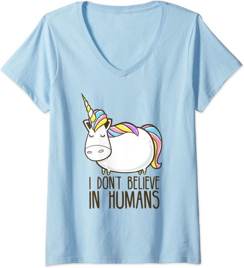 Discover I Don't Believe in Humans Unicorn V-Neck T-Shirt
