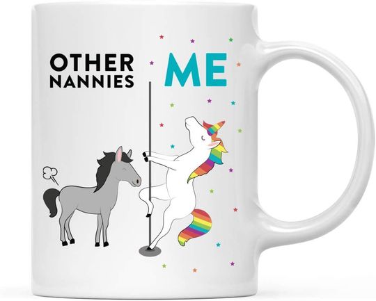 Ceramic Coffee Tea Mug, Thank You Gift, Other Nannies Me, Horse Unicorn