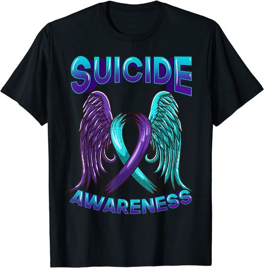 Suicide Awareness Shirt Wings and Ribbon Suicide Prevention T-Shirt