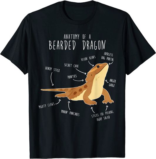 The Anatomy of a Bearded Dragon, Pet Reptile Lizard Lover T-Shirt