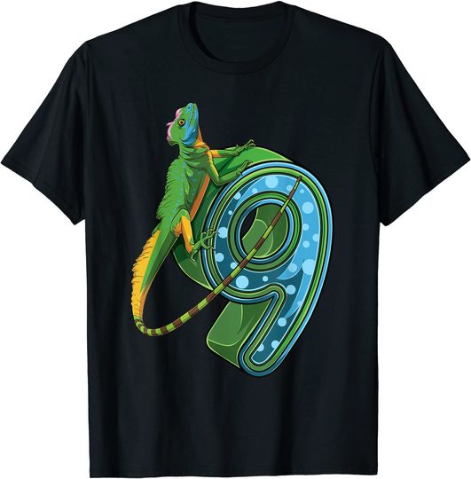 9 Year Old Lizard Reptile 9th Birthday Party T-Shirt