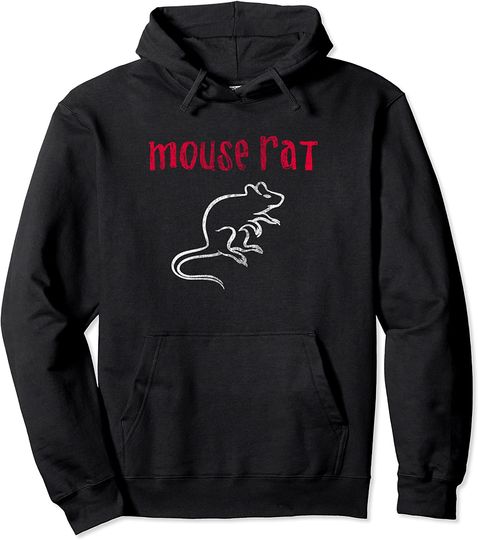A Mouse Rat Logo Distressed Pullover Hoodie
