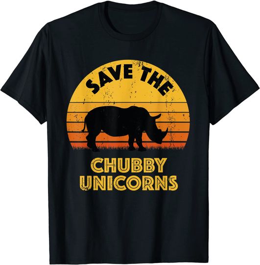 Save The Chubby Unicorns, Vintage Retro Rhino T Shirt