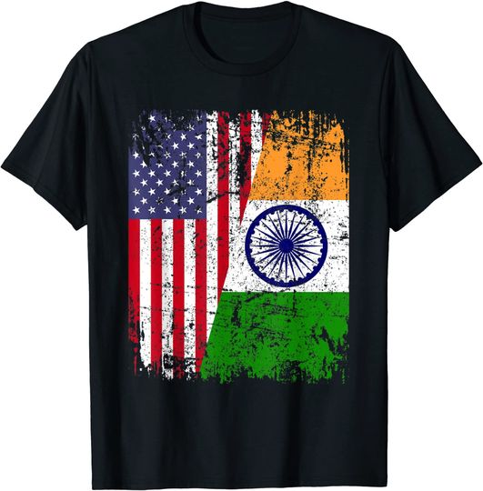 Half American Flag | USA INDIA FLAG T-Shirt