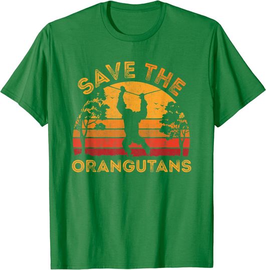 Save Orangutans Vintage Retro Color Distressed T Shirt