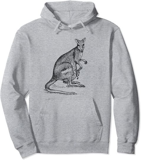 Wallaby and Baby Joey Australian Marsupial Animal Pullover Hoodie