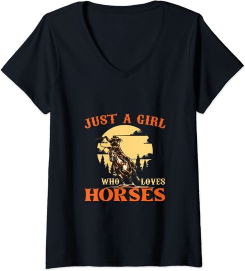 Just a Girl who loves horses Animal Riding Women V-Neck T-Shirt