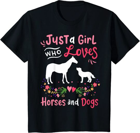 Kids Horse Dog Just A Girl Who Loves Horses T-Shirt