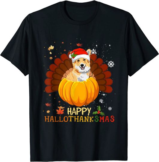 Welsh Corgi Halloween Christmas Happy T-Shirt