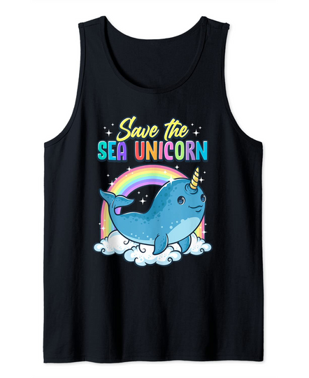 Save The Sea Unicorn Funny Narwhal Tank Top