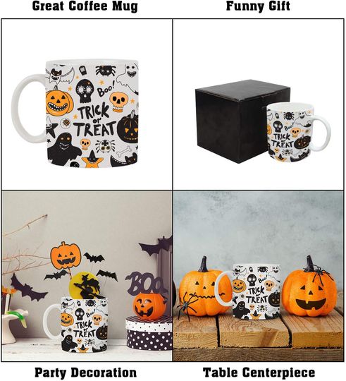 Big Halloween Mug Gifts Trick or Treat Pumpkin Table Decorations Centerpiece Ceramic