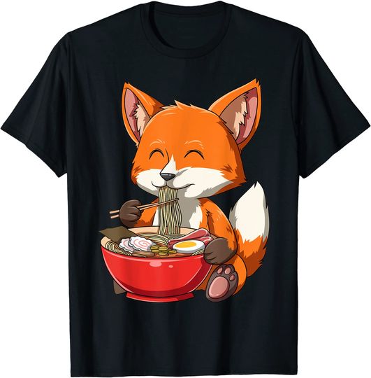 Fox Eating Ramen Ramen Noodle T-Shirt