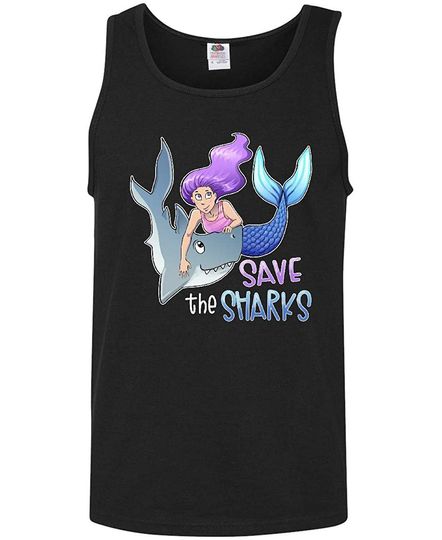 Discover inktastic Save The Sharks- Mermaid Men's Tank Top