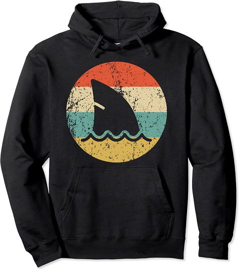 Shark Fin Retro Style Shark Pullover Hoodie