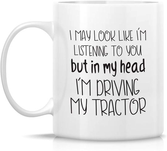 In My Head I'm Driving My Tractor Farming Farmer Gardener Coffee Mugs