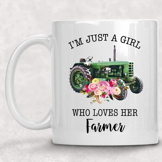 I'm Just a Girl who Loves her Farmer Mug Tractor Coffee Cup for Her Best Fathers' Day