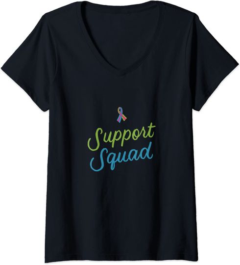 Discover Support Squad Metastatic Breast Cancer Gift Warrior Stage 4 V-Neck T-Shirt