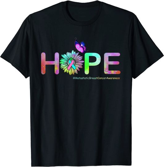 Flower Butterfly Metastatic Breast Cancer Awareness T-Shirt