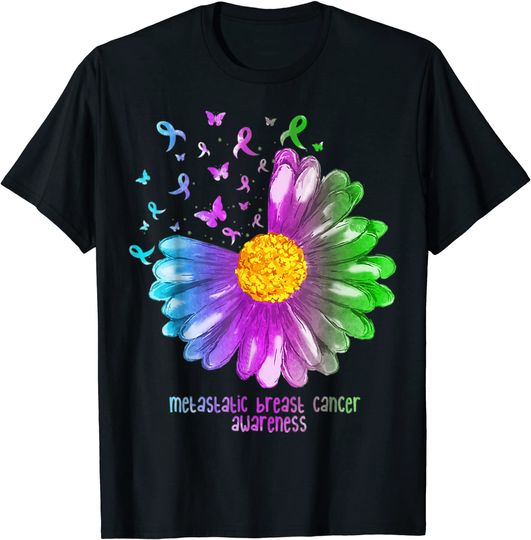 Discover Ribbon Butterflies Metastatic Breast Cancer Awareness T-Shirt