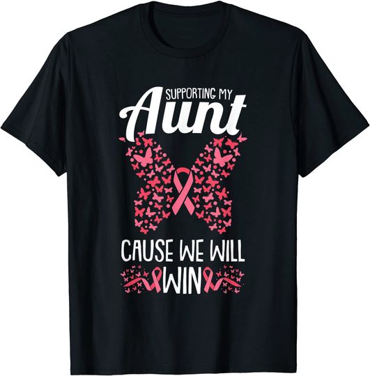 Supporting My Aunt Breast Cancer Awareness Ribbon Warrior T-Shirt