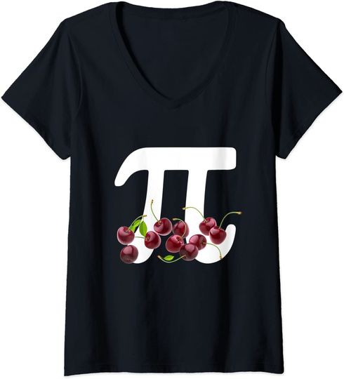 Cherry Pi Math Nerd Pie Dessert Lover Teacher T-shirt V-Neck T-Shirt