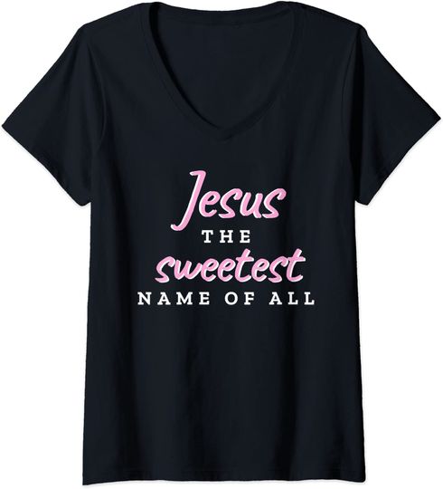 Discover Jesus The Sweetest Name Of All Christian Halloween V-Neck T-Shirt
