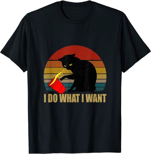 I Do What I Want Retro Cat National Cat Day T-Shirt