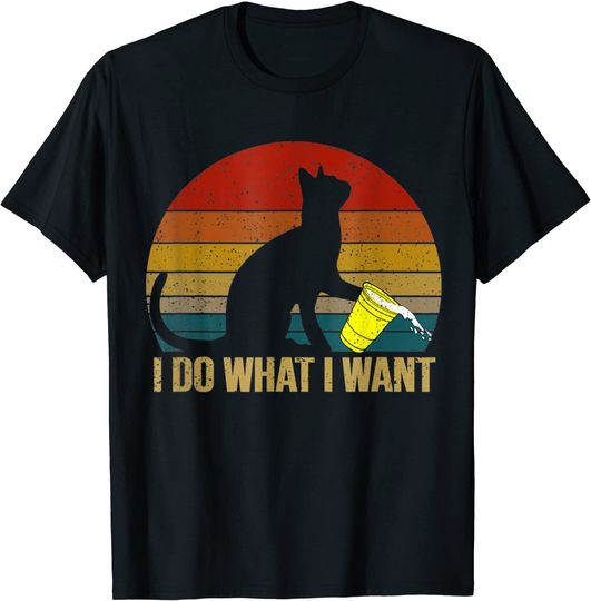I Do What I Want Retro Cat National Cat Day T-Shirt