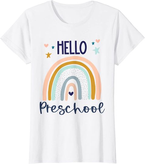 Discover Hello Preschool Retro Rainbow Teacher Toddler Girls T-Shirt