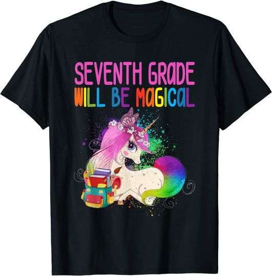 Discover First Day Of Seventh Grade Magical Unicorn Back School T-Shirt