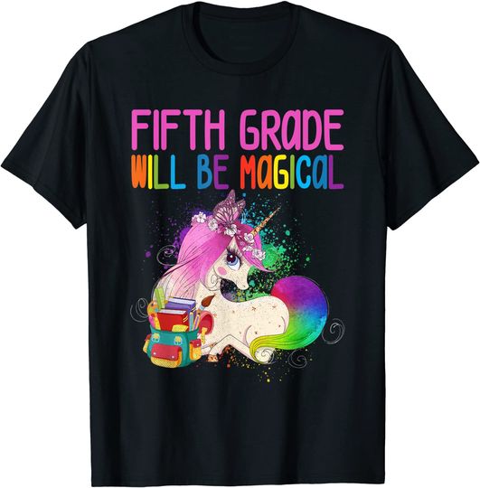 Discover First Day Of Fifth Grade Magical Unicorn Back School T-Shirt