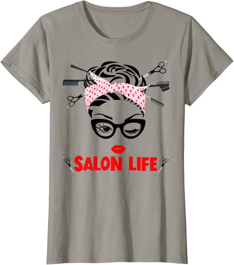 Dy Salon Life Messy Bun Girl hairstylist Hairdresser T-Shirt